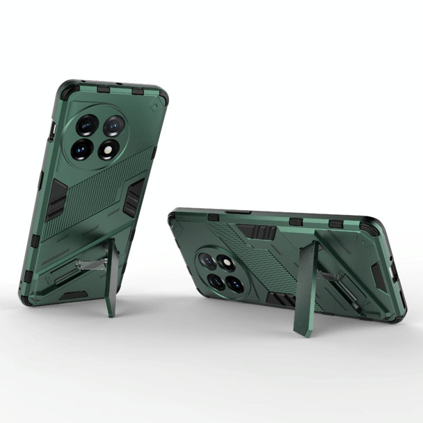 For OnePlus 11 5G Punk Armor 2 in 1 PC + TPU Shockproof Phone Case with Invisible Holder(Green)