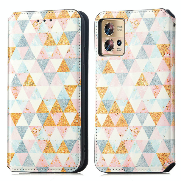 For Motorola Edge 30 Fusion CaseNeo Colorful Magnetic Leatherette Phone Case(Rhombus)