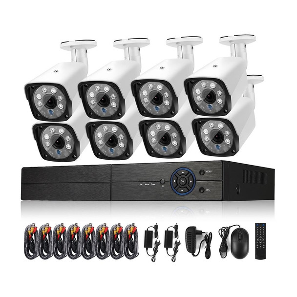 A8B3/Kit 2MP 8CH 1080P CCTV Security Camera System AHD DVR Surveillance Kit, Support Night Vision / Motion Detection(White)