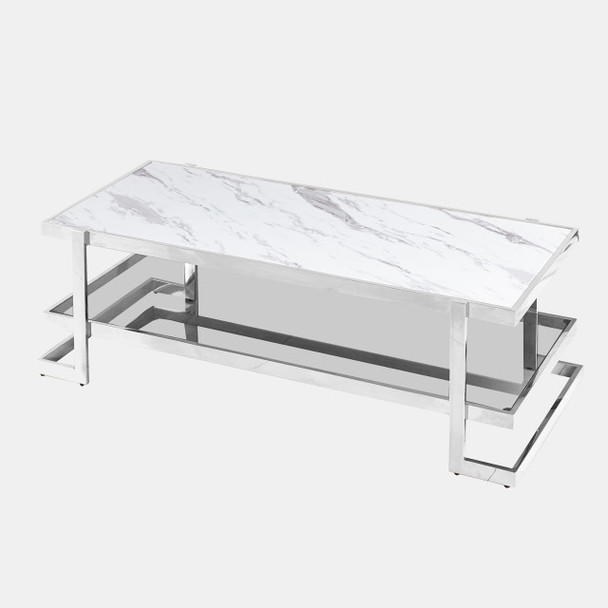 Home Vive - Faux White Marble Coffee Table