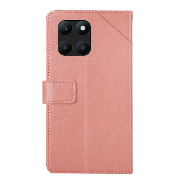 For Honor X6A Y-shaped Pattern Flip Leatherette Phone Case(Pink)