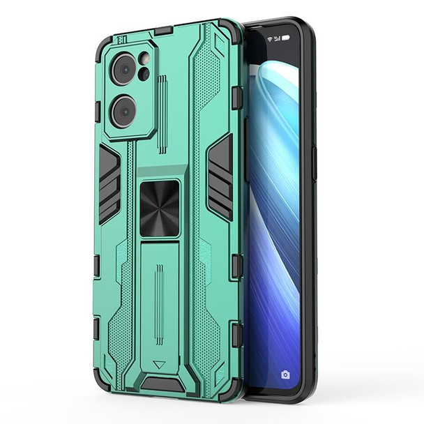 For OPP Reno7 5G Supersonic PC + TPU Shock-proof Protective Phone Case with Holder(Green)