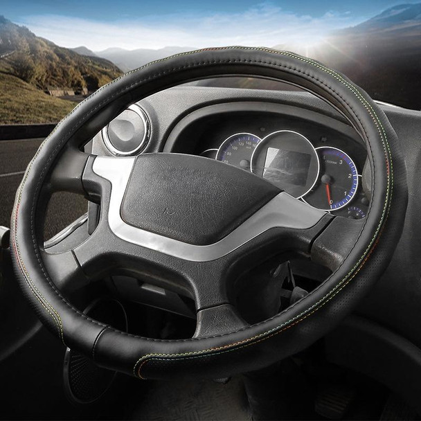 40cm Leatherette Truck Steering Wheel Cover(Black Line)
