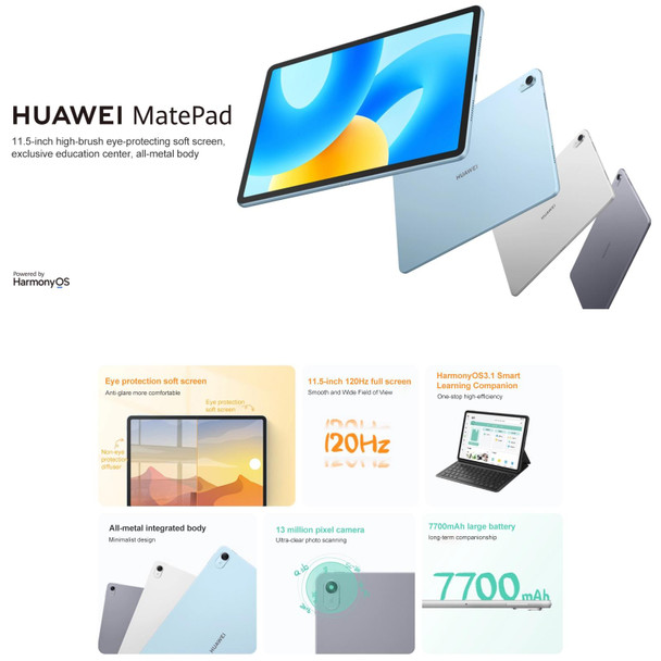 HUAWEI MatePad 11.5 inch 2023 WIFI, 8GB+128GB, HarmonyOS 3.1 Qualcomm Snapdragon 7 Gen 1 Octa Core, Not Support Google Play(Silver)