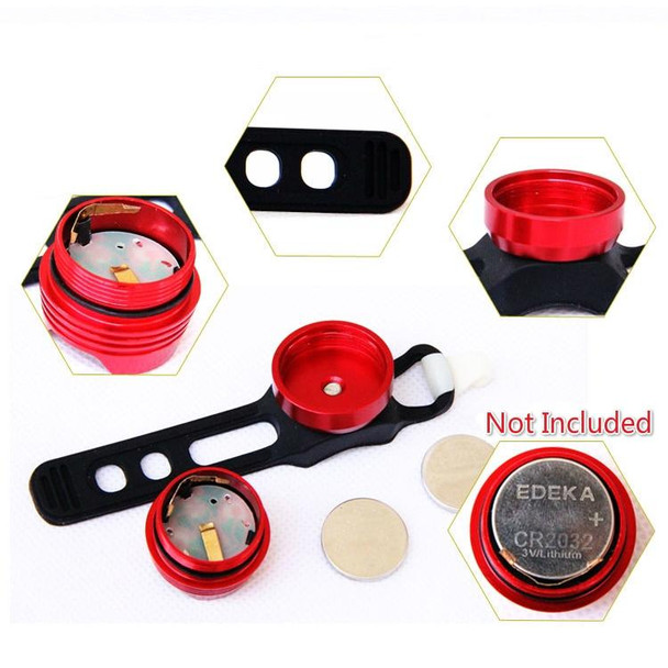 Aluminum Bicycle Cycling Front Rear Tail Helmet Red White LED Flash Lights Safety Warning Lamp Cycling Caution Light Waterproof(Red Light Black Case)