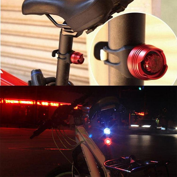 Aluminum Bicycle Cycling Front Rear Tail Helmet Red White LED Flash Lights Safety Warning Lamp Cycling Caution Light Waterproof(Red Light Black Case)