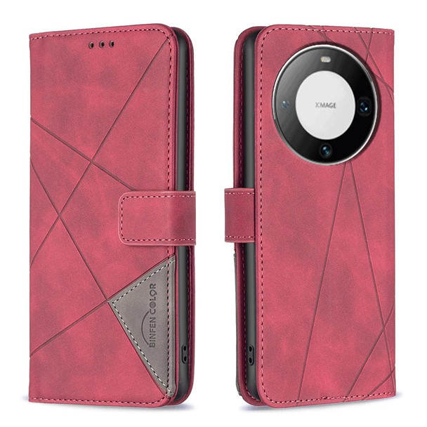 For Huawei Mate 60 Pro/Mate 60 Pro+ Magnetic Buckle Rhombus Texture Leatherette Phone Case(Red)