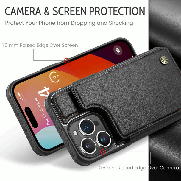 For iPhone 15 Pro Max CaseMe C22 Card Slots Holder RFID Anti-theft Phone Case(Black)