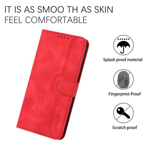 For OPPO A15 / A15s Heart Pattern Skin Feel Leatherette Phone Case(Red)
