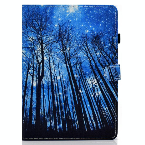 For iPad 10.2 / iPad Pro 10.5 Colored Drawing Stitching Horizontal Flip Leatherette Case with Holder & Card Slots & Sleep / Wake-up Function(Forest)