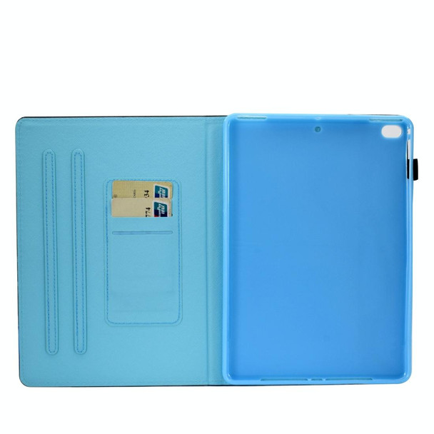 For iPad 9.7 (2017) / (2018) / Air 2 / Air Colored Drawing Stitching Horizontal Flip Leatherette Case with Holder & Card Slots & Sleep / Wake-up Function(Blue Sky Starfish)