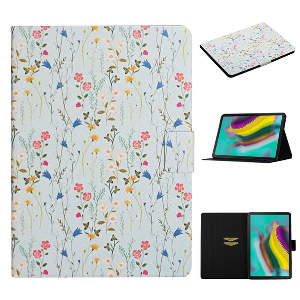 For Samsung Galaxy Tab S6  Flower Pattern Horizontal Flip Leatherette Case with Card Slots & Holder(Small Floral)