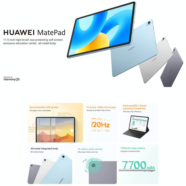 HUAWEI MatePad 11.5 inch 2023 WIFI, 8GB+128GB, HarmonyOS 3.1 Qualcomm Snapdragon 7 Gen 1 Octa Core, Not Support Google Play(Grey)