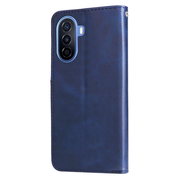 For Huawei nova Y70 / Y70 Plus/ Enjoy 50 Calf Texture Zipper Leatherette Phone Case(Blue)