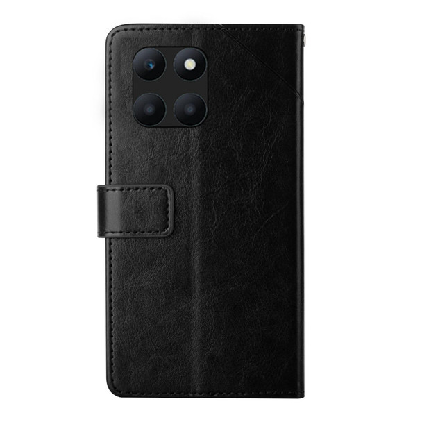 For Honor X6A Y-shaped Pattern Flip Leatherette Phone Case(Black)