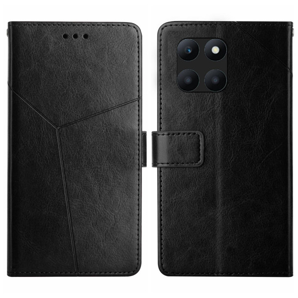 For Honor X6A Y-shaped Pattern Flip Leatherette Phone Case(Black)
