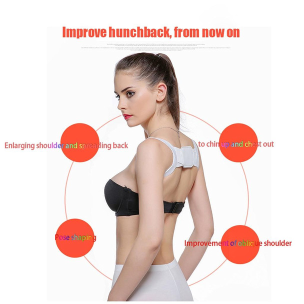 Adjustable Women Back Posture Corrector Shoulder Support Brace Belt Health Care Back Posture Belt, Size:M(White)