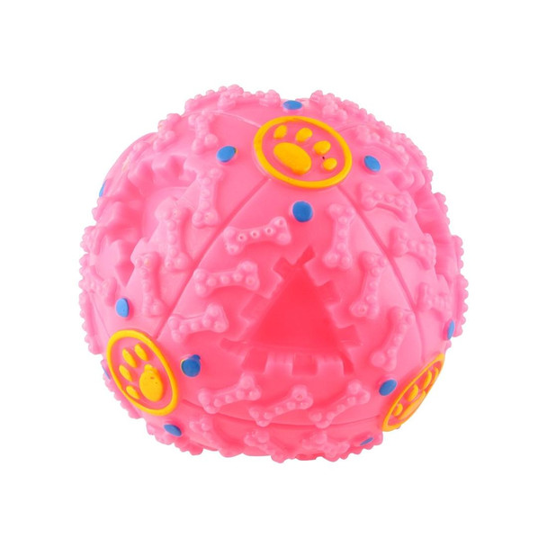 Pet Food Dispenser Squeaky Giggle Quack Sound Training Toy Chew Ball, Size: L, Ball Diameter: 11.5cm(Pink)