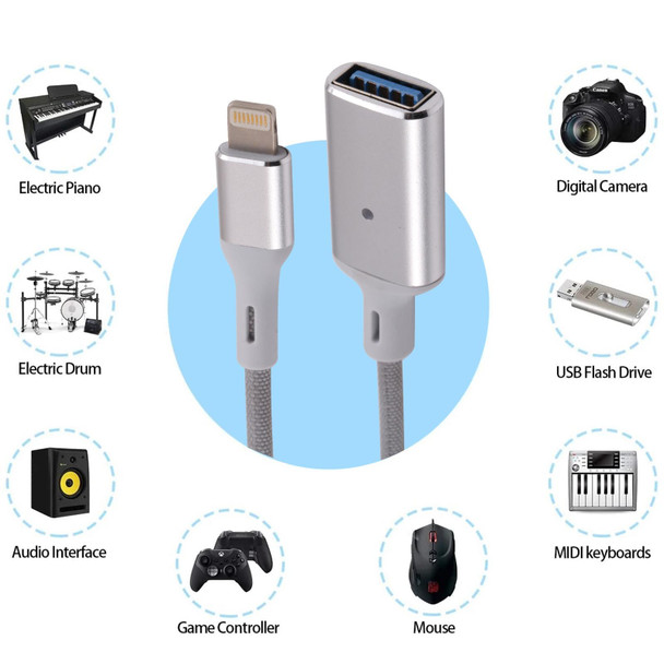 8 Pin Male to USB Female OTG Camera Adapter, Compatible with IOS 13 or Above