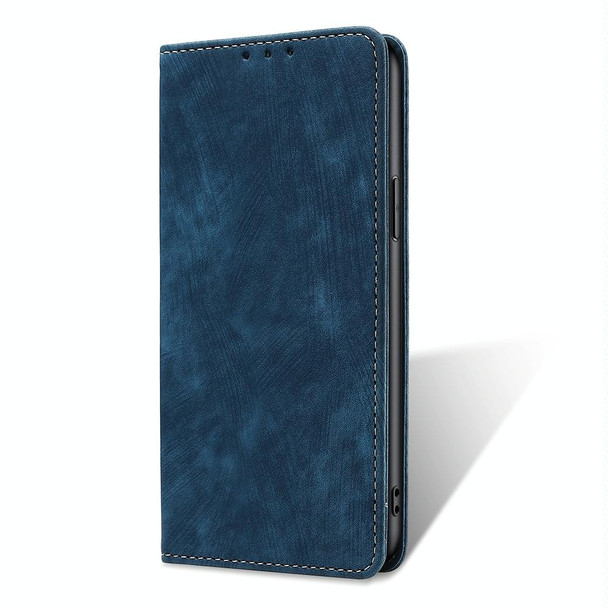 For ZTE Blade A32 RFID Anti-theft Brush Magnetic Leather Phone Case(Blue)