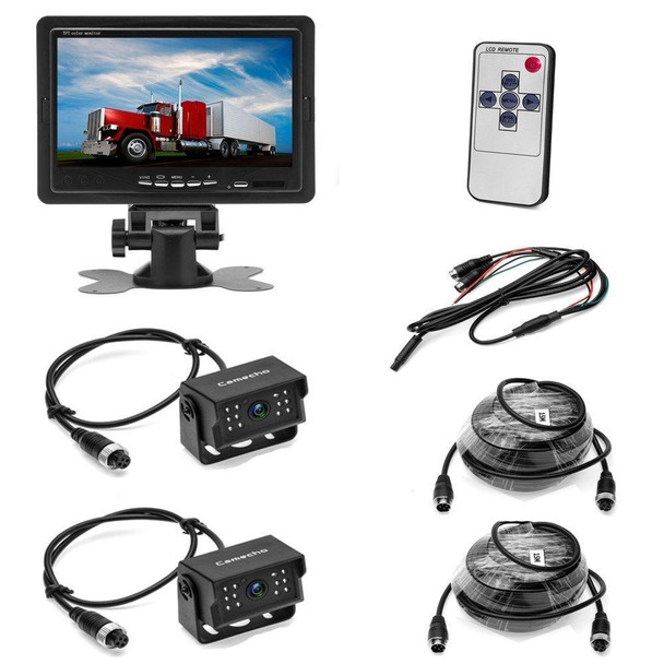 A1510 7 inch HD Car 12 IR Night Vision Rear View Backup Dual Camera Rearview Monitor, with 15m Cable