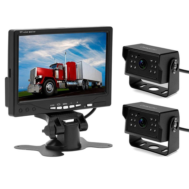 A1510 7 inch HD Car 12 IR Night Vision Rear View Backup Dual Camera Rearview Monitor, with 15m Cable