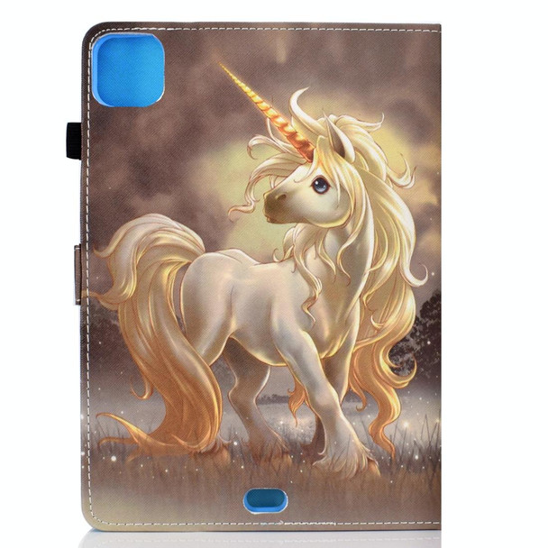 For iPad Pro 11 (2020) Sewing Thread Horizontal Painted Flat Leatherette Tablet Case with Sleep Function & Pen Cover & Anti Skid Strip & Card Slot & Holder(Unicorn)