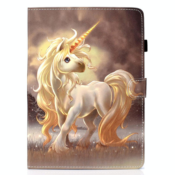 For iPad Pro 11 (2020) Sewing Thread Horizontal Painted Flat Leatherette Tablet Case with Sleep Function & Pen Cover & Anti Skid Strip & Card Slot & Holder(Unicorn)