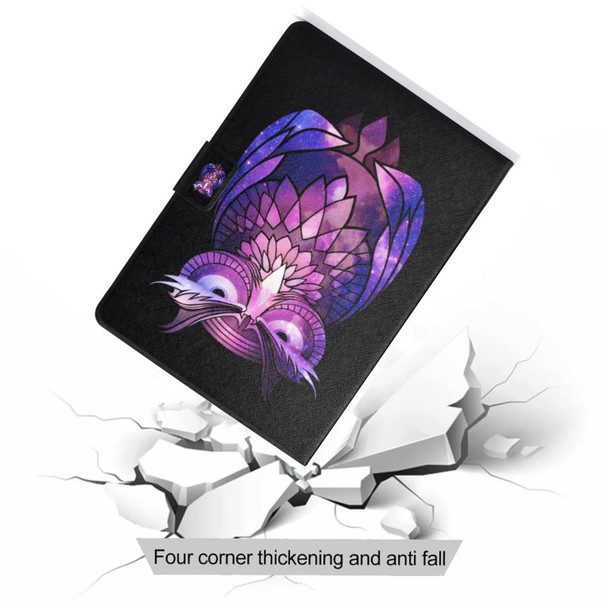 For Lenovo Tab M10 Plus TB-X606F Colored Drawing Horizontal Flip Leatherette Case with Holder & Card Slots & Sleep / Wake-up Function(Owl)