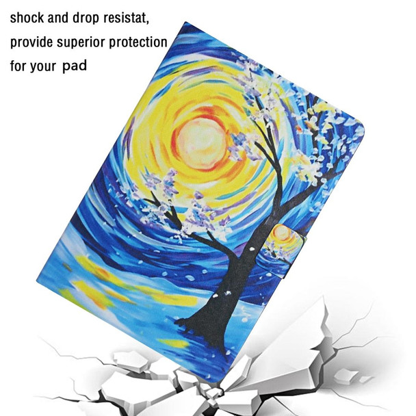 For iPad 10.2 Colored Drawing Pattern Horizontal Flip Leatherette Case with Holder & Card Slots & Sleep / Wake-up Function(Starry Sky Tree)