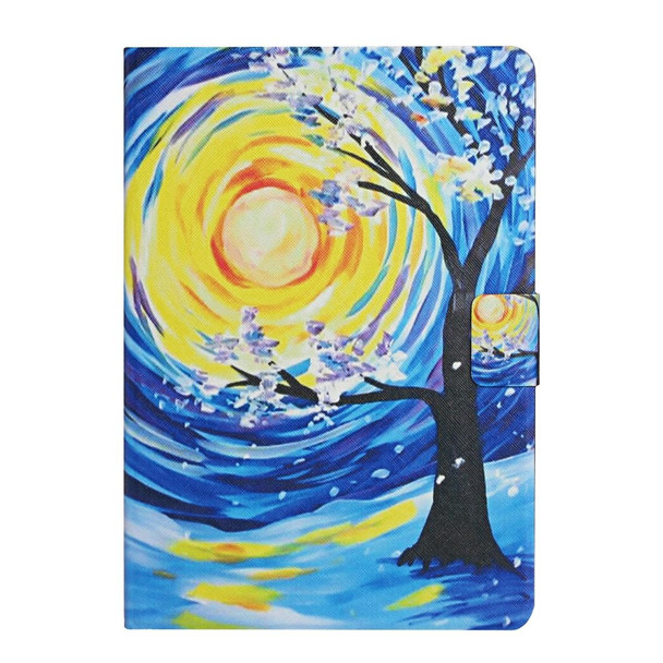 For iPad 10.2 Colored Drawing Pattern Horizontal Flip Leatherette Case with Holder & Card Slots & Sleep / Wake-up Function(Starry Sky Tree)