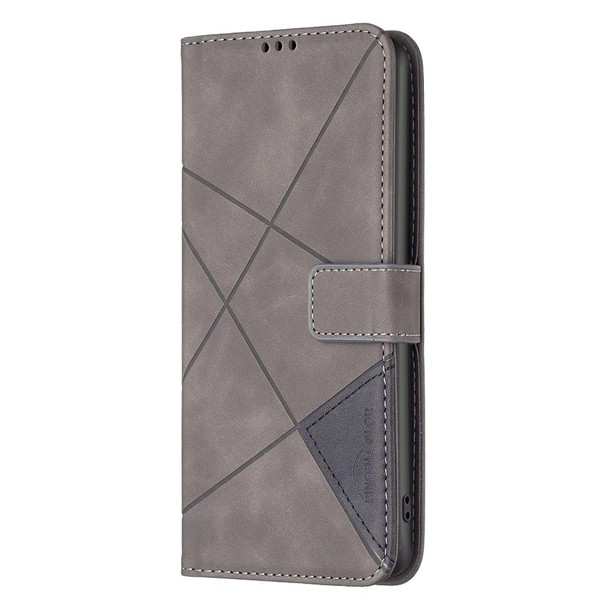 For Huawei Mate 60 Pro/Mate 60 Pro+ Magnetic Buckle Rhombus Texture Leatherette Phone Case(Grey)