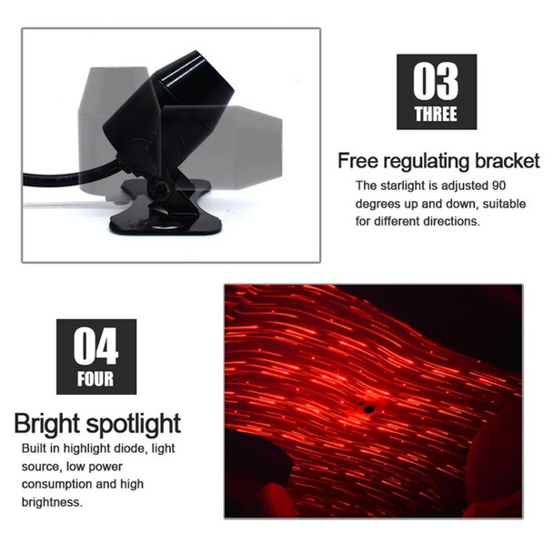 5V Roof Ceiling Decoration Car Red Light Star Night Lights Atmosphere Meteor Lamp Projector, Constantly Bright