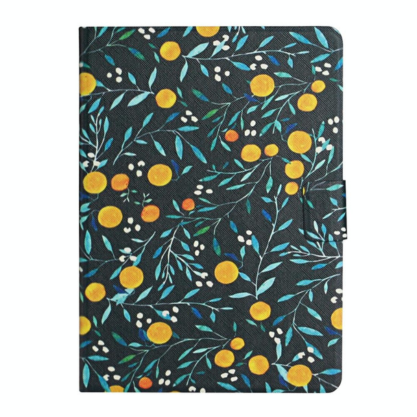 For Lenovo Tab M10  Flower Pattern Horizontal Flip Leatherette Case with Card Slots & Holder(Yellow Fruit)