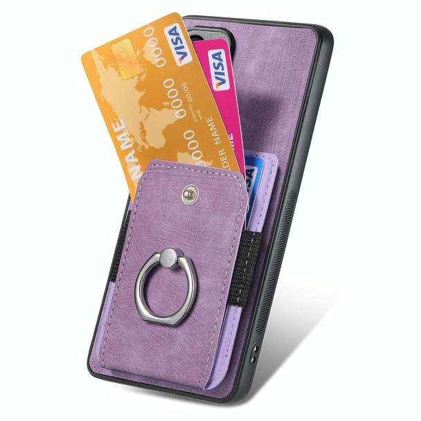 For Samsung Galaxy Note20 Ultra Retro Skin-feel Ring Card Wallet Phone Case(Purple)