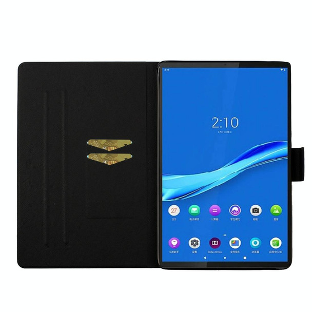 For Lenovo Tab FHD M10 Plus X606F Colored Drawing Pattern Horizontal Flip Leatherette Case with Holder & Card Slots & Sleep / Wake-up Function(Moonlight Cat)