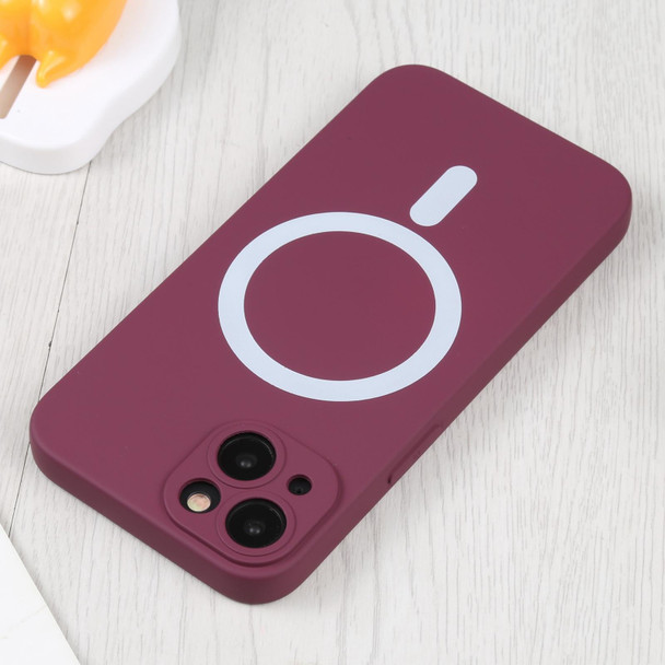 For iPhone 15 Plus Liquid Silicone Magsafe Phone Case(Wine Red)