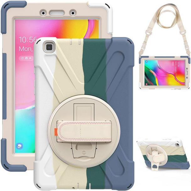 For Samsung Galaxy Tab A 8.0 (2019) T290 / T295 Shockproof Colorful Silicone + PC Protective Case with Holder & Shoulder Strap & Hand Strap (Green)