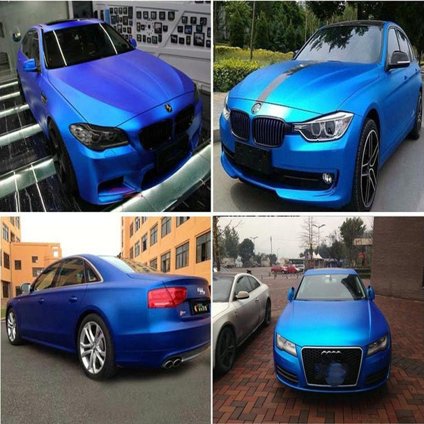 8m * 0.5m Ice Blue Metallic Matte Icy Ice Car Decal Wrap Auto Wrapping Vehicle Sticker Motorcycle Sheet Tint Vinyl Air Bubble Sticker(Dark Blue)