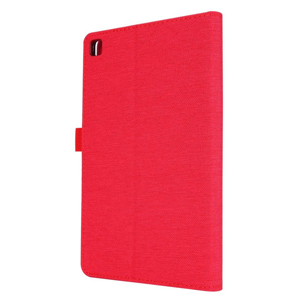 For Samsung Galaxy Tab A 8.4 (2020) Horizontal Flip TPU + Fabric PU Leatherette Protective Case with Name Card Clip(Red)
