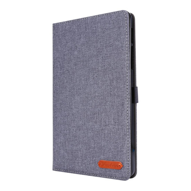 For Samsung Galaxy Tab A 8.4 (2020) Horizontal Flip TPU + Fabric PU Leatherette Protective Case with Name Card Clip(Grey)