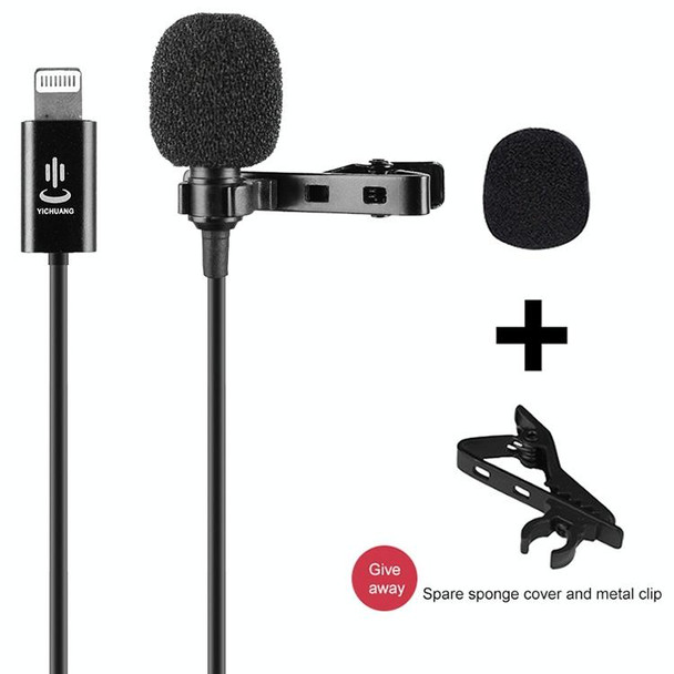 YICHUANG YC-LM10II 8 Pin Port Intelligent Noise Reduction Condenser Lavalier Microphone, Cable Length: 1.5m