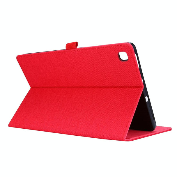 For Samsung Galaxy Tab S6 Lite Horizontal Flip TPU + Fabric PU Leatherette Protective Case with Name Card Clip(Red)