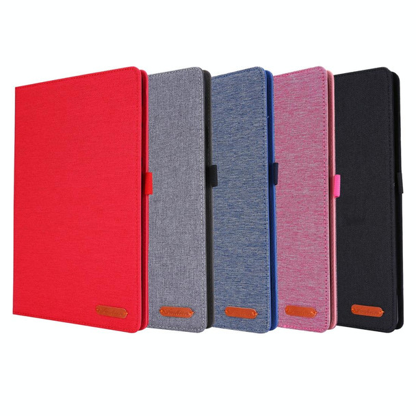 For Samsung Galaxy Tab S6 Lite Horizontal Flip TPU + Fabric PU Leatherette Protective Case with Name Card Clip(Red)