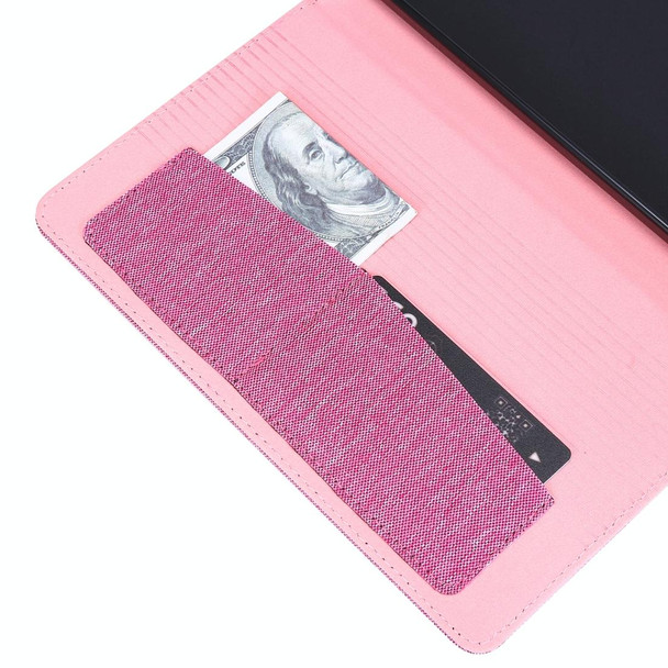 For Samsung Galaxy Tab A 8.4 (2020) Horizontal Flip TPU + Fabric PU Leatherette Protective Case with Name Card Clip(Rose Red)