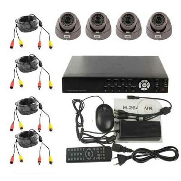 4-CH Embedded Digital Video Recorder Kit (1 / 3 Sony CCD, 650TVL, 24 x IR LED, 6mm Lens, IR Distance: 25m, H.264 (8204EV+622A)