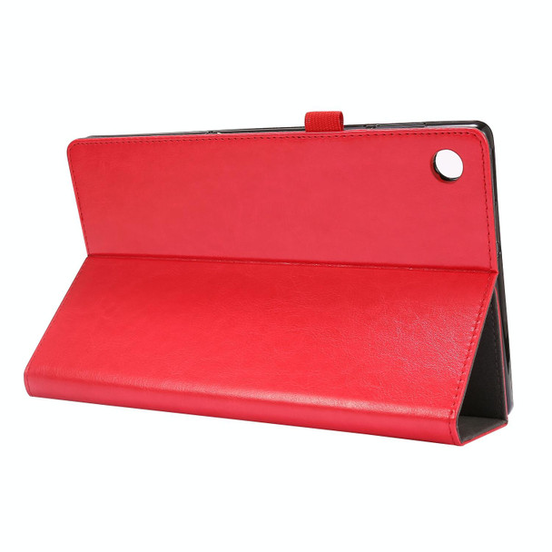 For Lenovo M10 Plus 2-Folding Business Horizontal Flip PU Leatherette Case with Card Slots & Holder(Red)