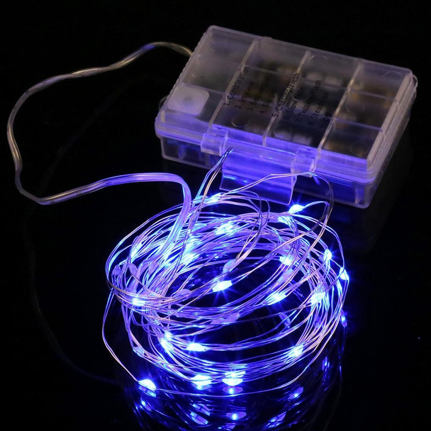 5m Silver Copper Wire String Light, 50 LEDs 3 x AA Batteries Box Fairy Lamp Decorative Light with Remote Control, DC 5V