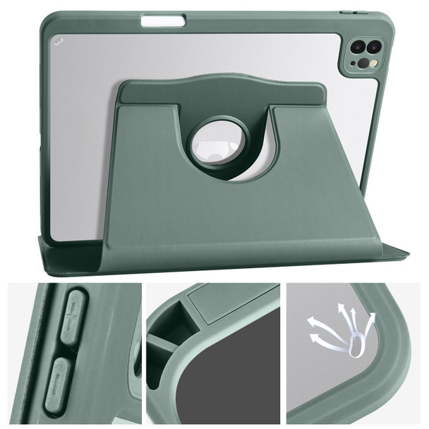 Acrylic 360 Degree Rotation Holder Tablet Leatherette Case For iPad Pro 12.9 2022/2021/2020/2018(Pine Green)