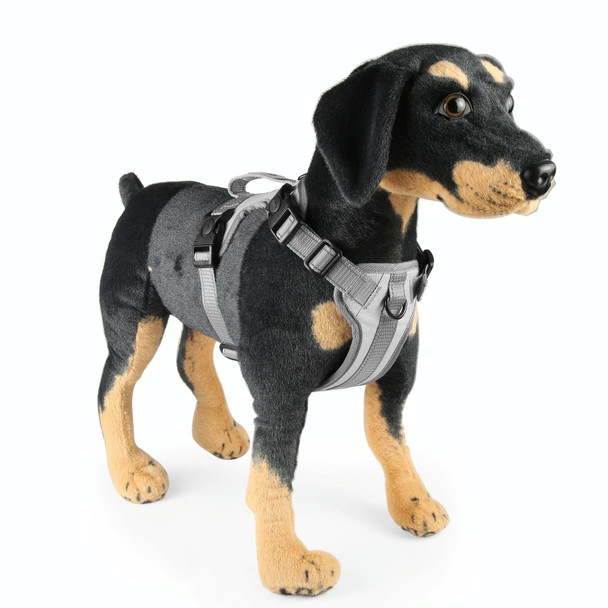 FunAdd Traction Rope Reflective Breathable Nylon Pet Vest Dog Harness, Size: M (Grey)